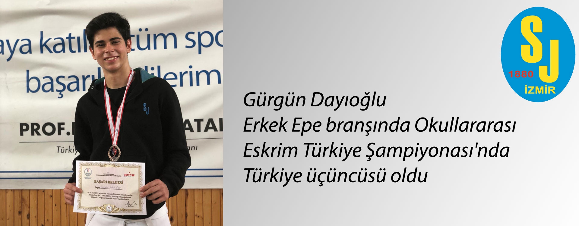 Gürgün Dayıoğlu Erkek Epe branşında Okullararası Eskrim Türkiye Şampiyonası&#039;nda Türkiye üçüncüsü oldu.